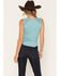 Image #4 - Shyanne Women's Rebecca Short Sleeve Knit Lace Tank, Ocean Blue, hi-res