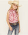 Image #1 - Cowgirl Hardware Girls' Cowhide Print Sleeveless Snap Stretch Western Shirt, Pink, hi-res