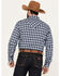 Image #3 - Stetson Men's Dobby Plaid Print Long Sleeve Western Pearl Snap Shirt, Dark Blue, hi-res