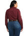 Image #2 - Ariat Women's Team Kirby Stretch Zinfandel Long Sleeve Button Shirt - Plus, Burgundy, hi-res