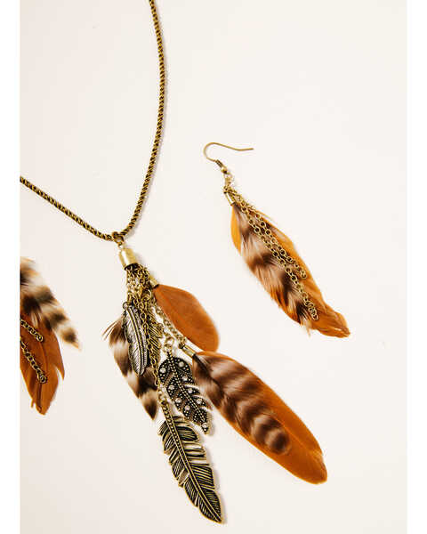 Shyanne Women's Winslow Feather Necklace Set, Gold, hi-res