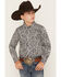 Image #1 - Cody James Boys' Botanical Paisley Print Long Sleeve Snap Western Shirt, Black, hi-res