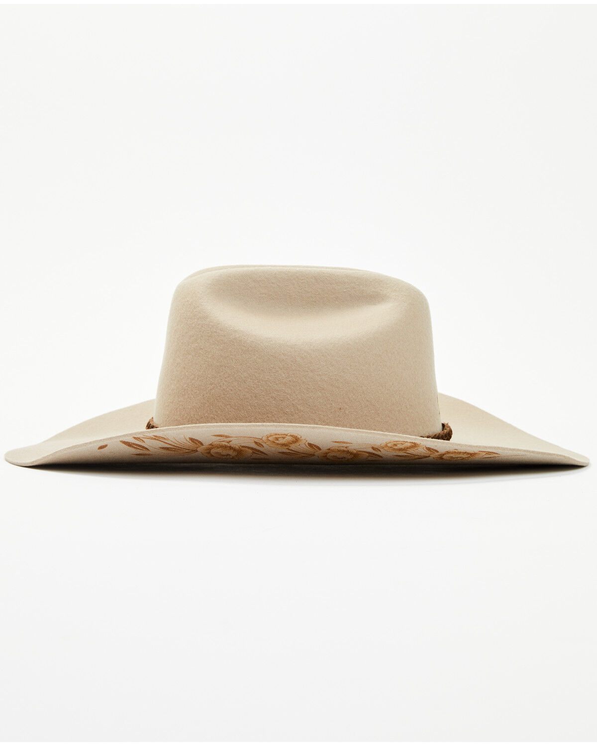 Image #3 - Wrangler Women's Floral Heat Debossed Felt Cowboy Hat, Sand, hi-res