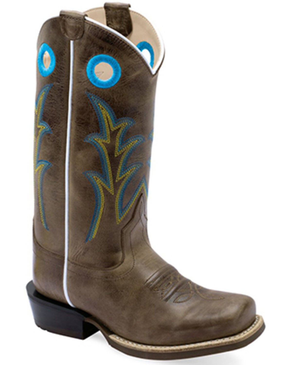 Image #1 - Old West Boys' Hand Corded Western Boots - Square Toe, Lt Brown, hi-res