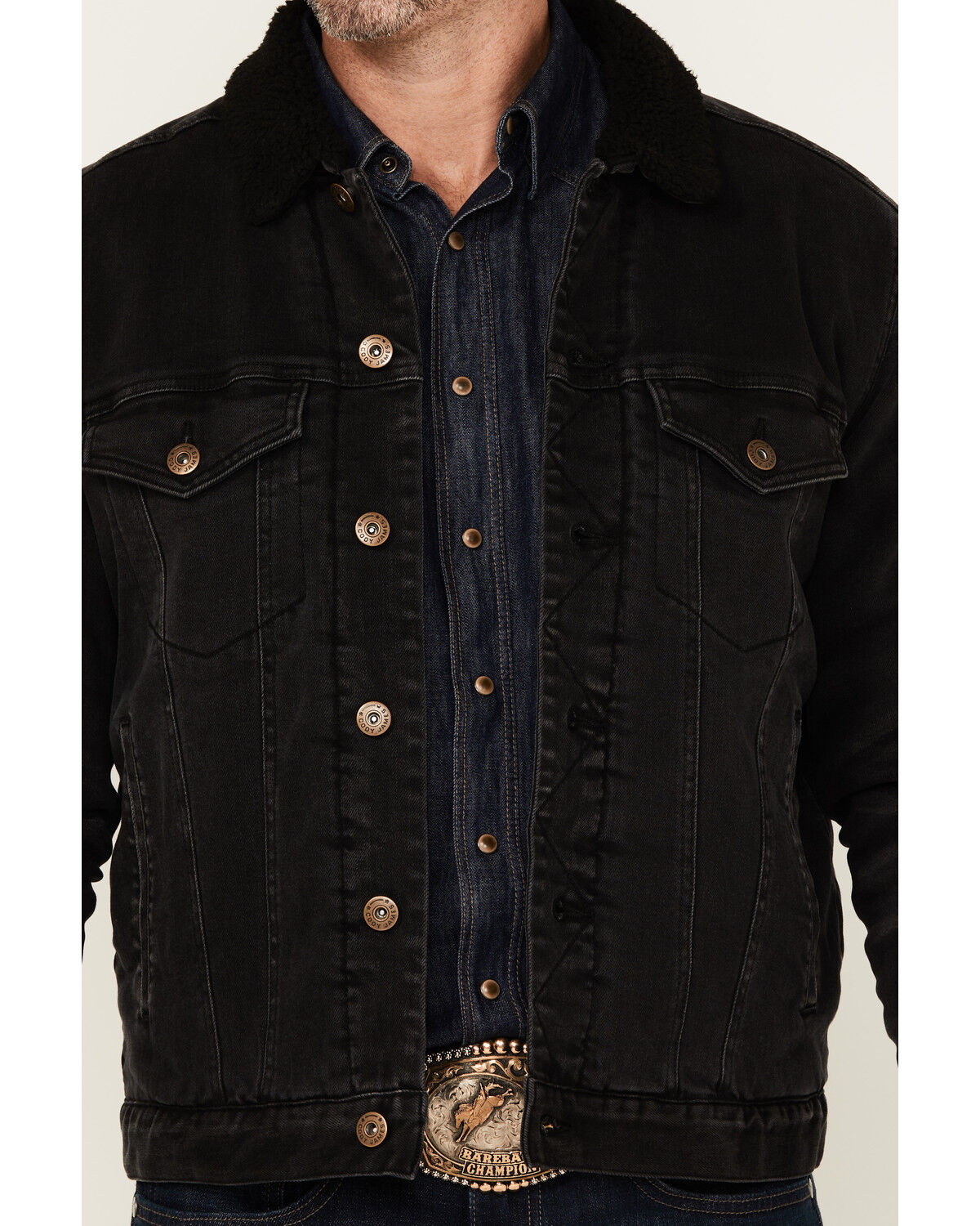 Cody James Men's Outlaw Sherpa Lined Denim Trucker Jacket