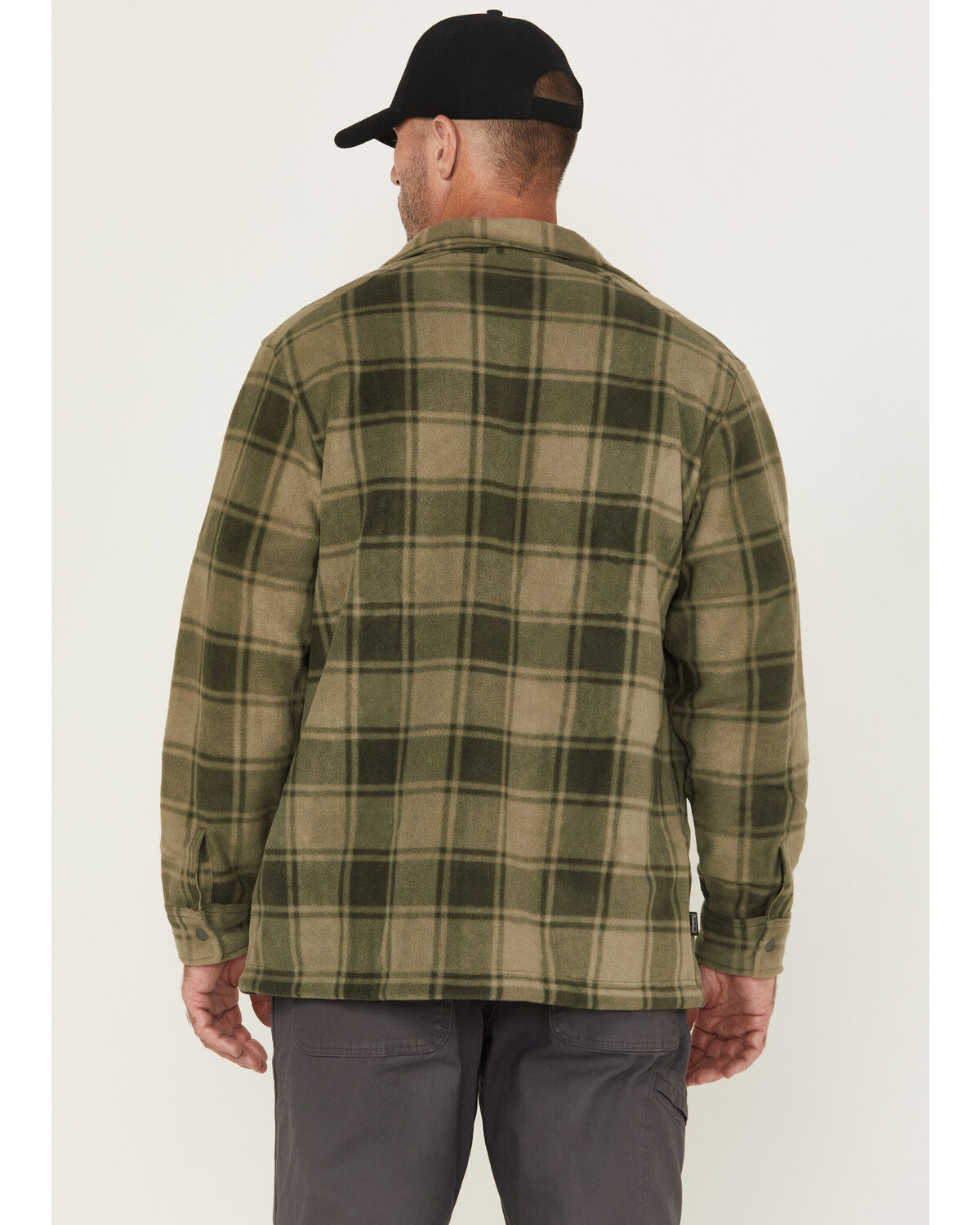 Image #4 - Timberland PRO Men's Gritman Plaid Print Fleece Snap Shirt Jacket, Olive, hi-res