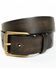 Image #1 - Brother and Sons Men's Distressed Leather & Brass Buckle Belt, Black, hi-res