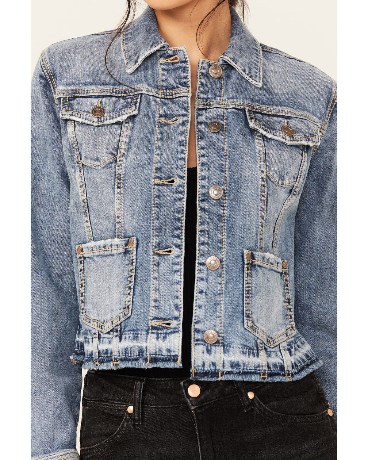 Image #3 - Shyanne Women's Cataline Light Medium Wash Cropped Denim Jacket, Light Wash, hi-res
