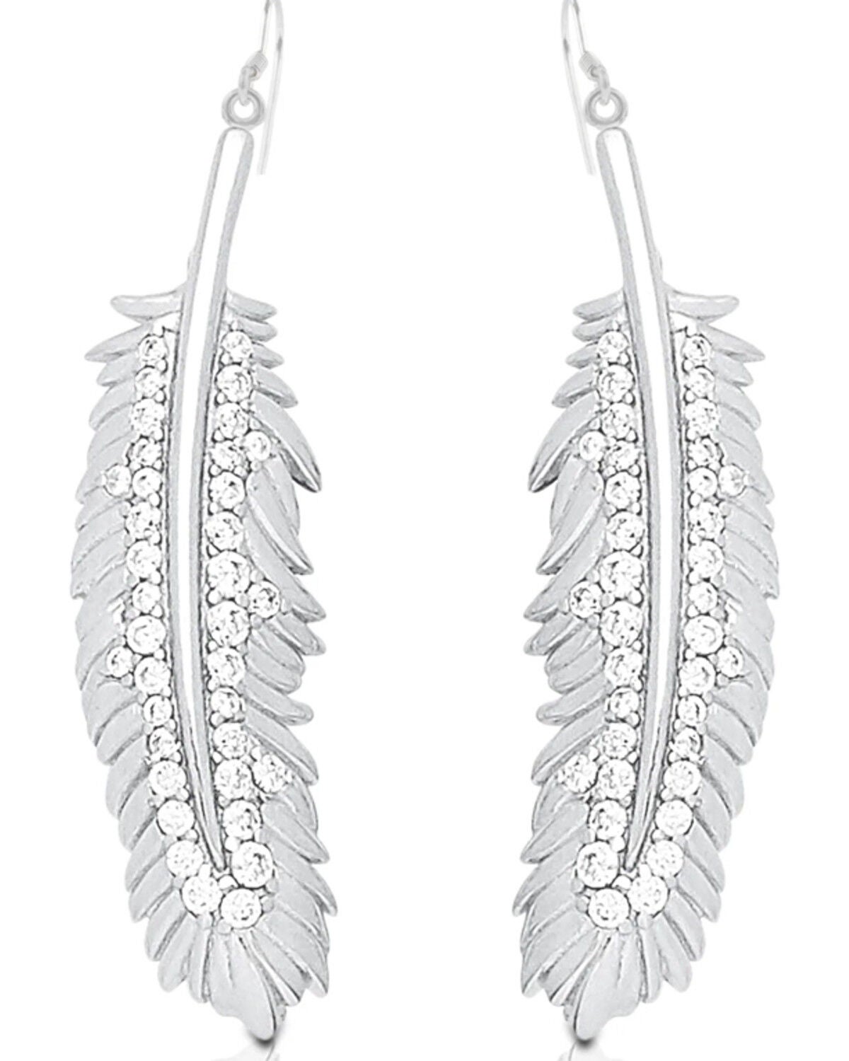 Kelly Herd Women's Silver Feather Dangle Earrings, No Color, hi-res