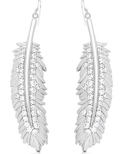 Kelly Herd Women's Silver Feather Dangle Earrings, No Color, hi-res