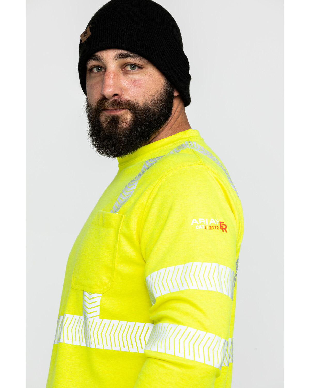 Image #4 - Ariat Men's FR Crew Hi-Vis Long Sleeve Work Shirt - Big, Yellow, hi-res