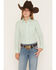 Image #1 - Cruel Girl Girls' Striped Print Long Sleeve Button-Down Western Shirt, Turquoise, hi-res