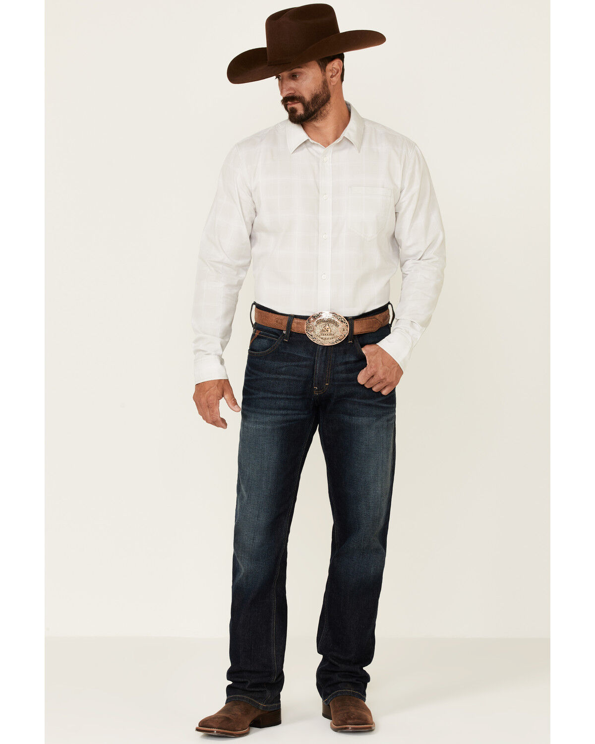 Image #2 - Gibson Men's Back Off Large Plaid Long Sleeve Button-Down Western Shirt, Grey, hi-res