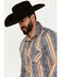 Image #3 - Rock & Roll Denim Men's Serape Striped Print Long Sleeve Stretch Pearl Snap Western Shirt, Grey, hi-res