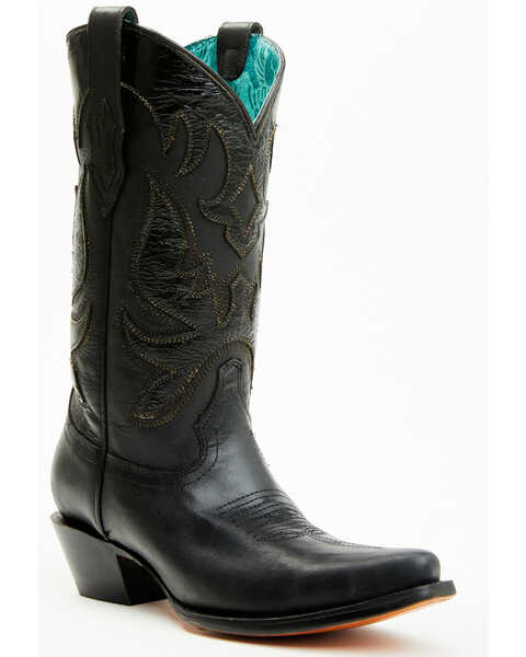 Image #1 - Corral Women's Overlay Western Boots - Snip Toe, Black, hi-res