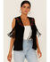 Maggie Sweet Women's Guajira Floral Fringe Vest, Black, hi-res