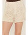 Image #2 - Miss Me Women's High Rise Crochet Shorts, Beige, hi-res