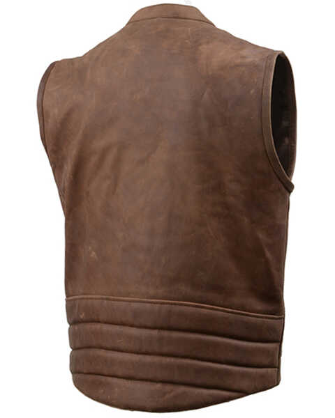 Image #2 - Milwaukee Leather Men's Rustler Concealed Carry Vintage Motorcycle Leather Vest - 3X, Brown, hi-res