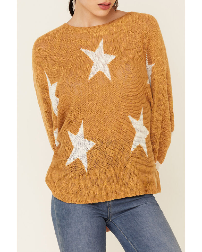 Wishlist Women's Mustard Star Print Pullover Sweater | Sheplers