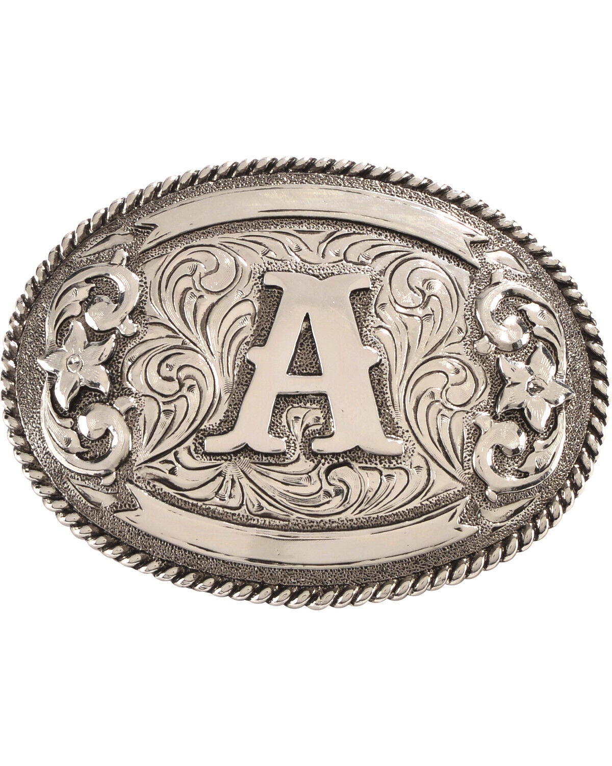 Cody James Oval Letter A Initial Belt Buckle, Silver, hi-res