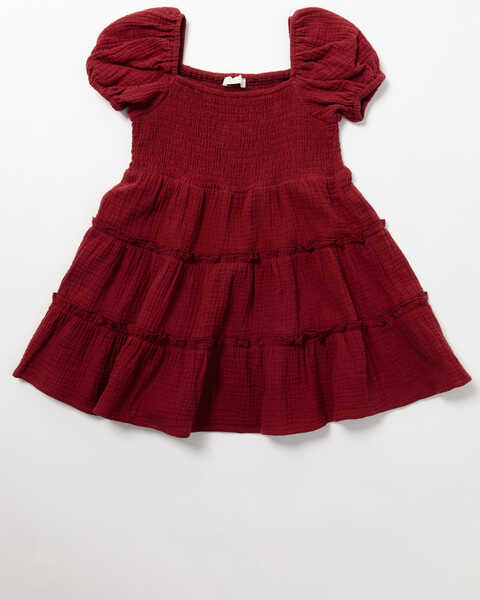 Image #1 - Yura Toddler Girls' Puff Sleeve Ruffle Dress, Red, hi-res