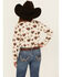 Image #4 - Cruel Girl Girls' Printed Long Sleeve Rhinestone Snap Western Shirt, Cream, hi-res