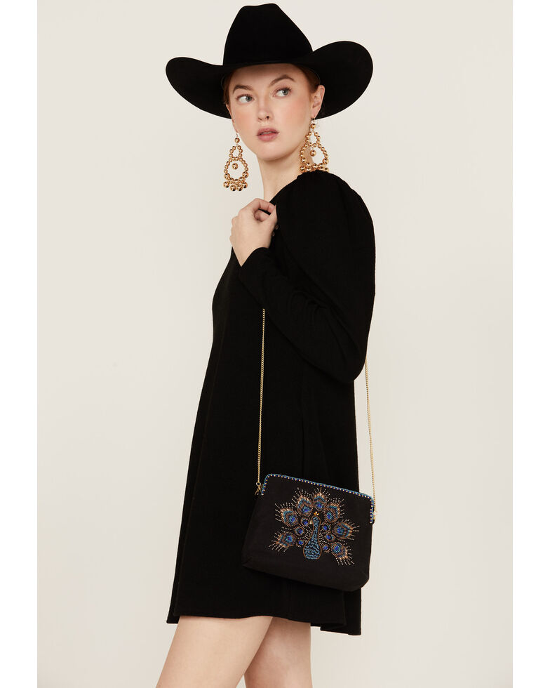 Mary Frances Women's Show Off Chain-Link Crossbody, Black/blue, hi-res
