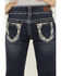 Shyanne Little Girls' Southwestern Floral Border Pocket Stretch Bootcut Denim Jeans , Blue, hi-res