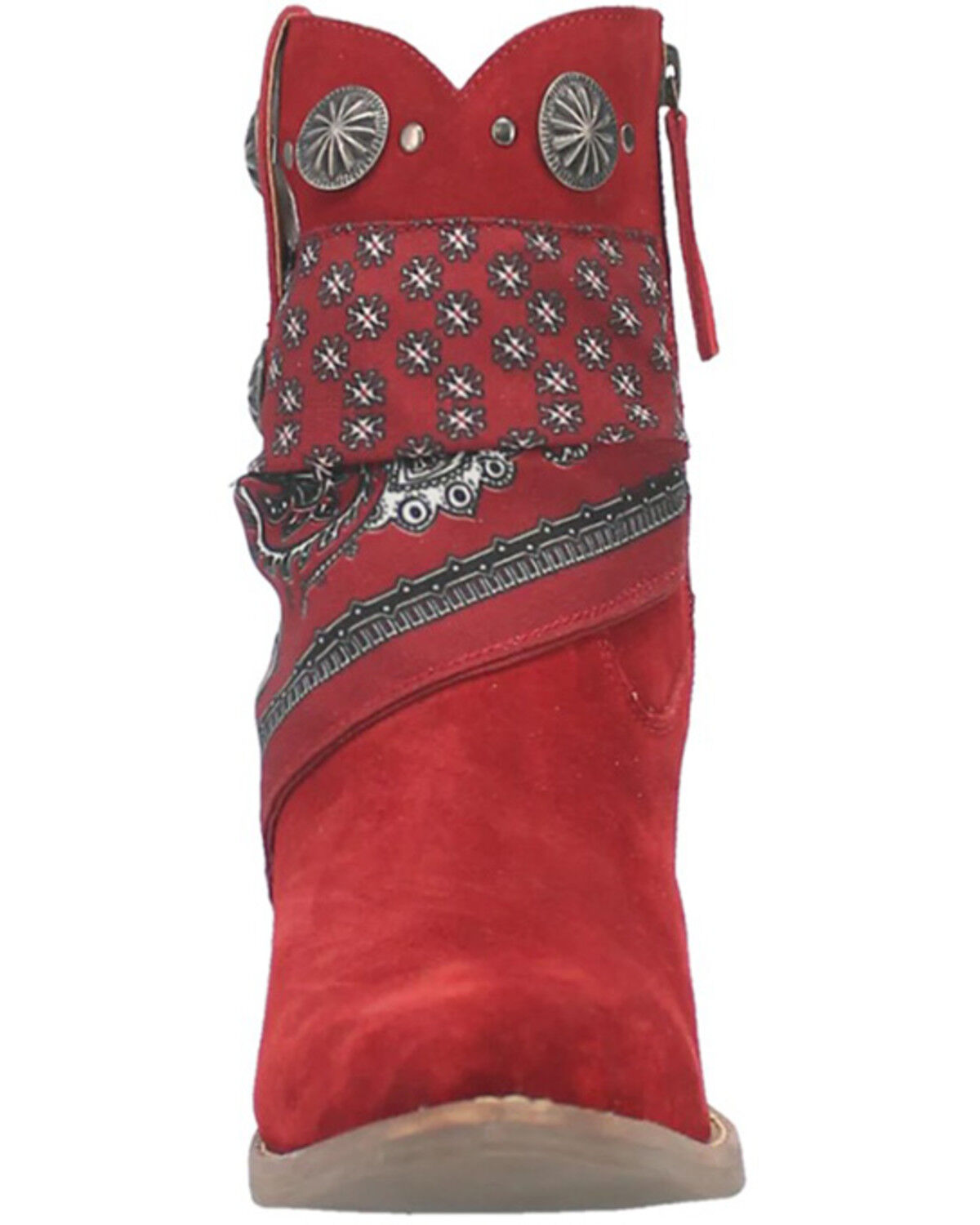 Image #4 - Dingo Women's Suede Bandida Western Booties - Round Toe, Red, hi-res