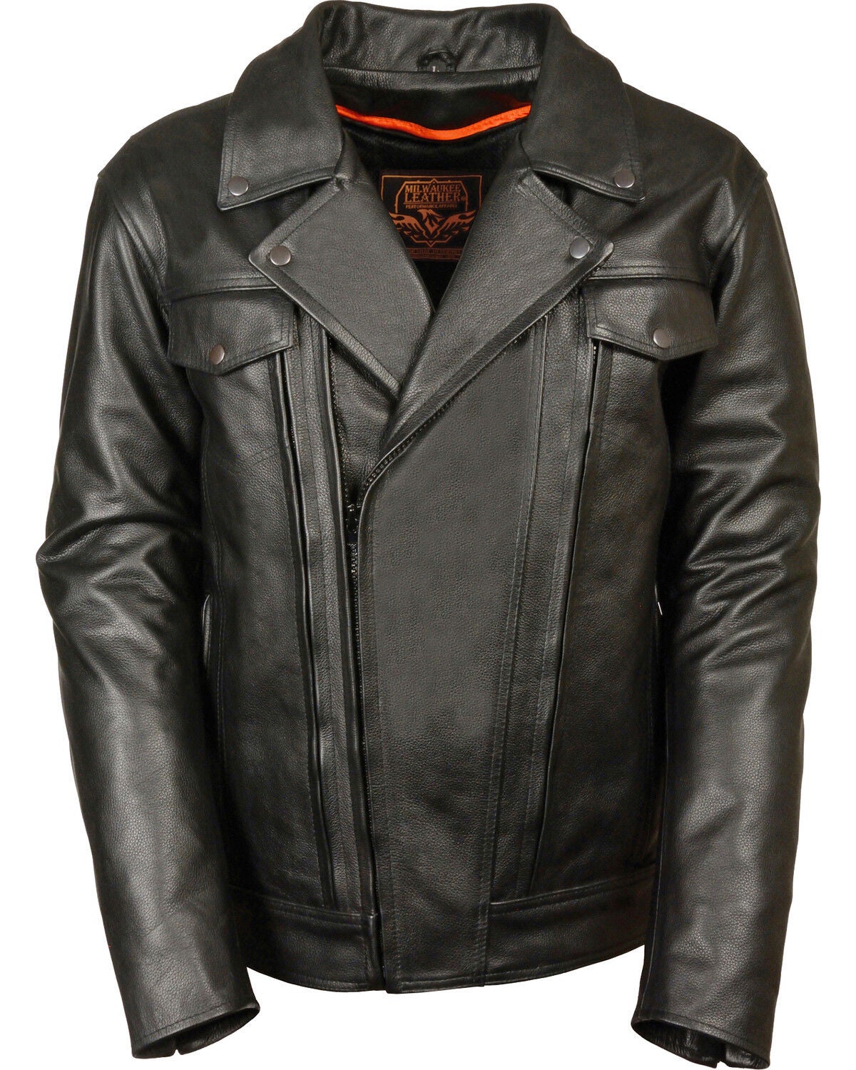 Milwaukee Leather Men's Classic Black Motorcycle Jacket - 1.2-1.3mm Cowhide (LKM1781)