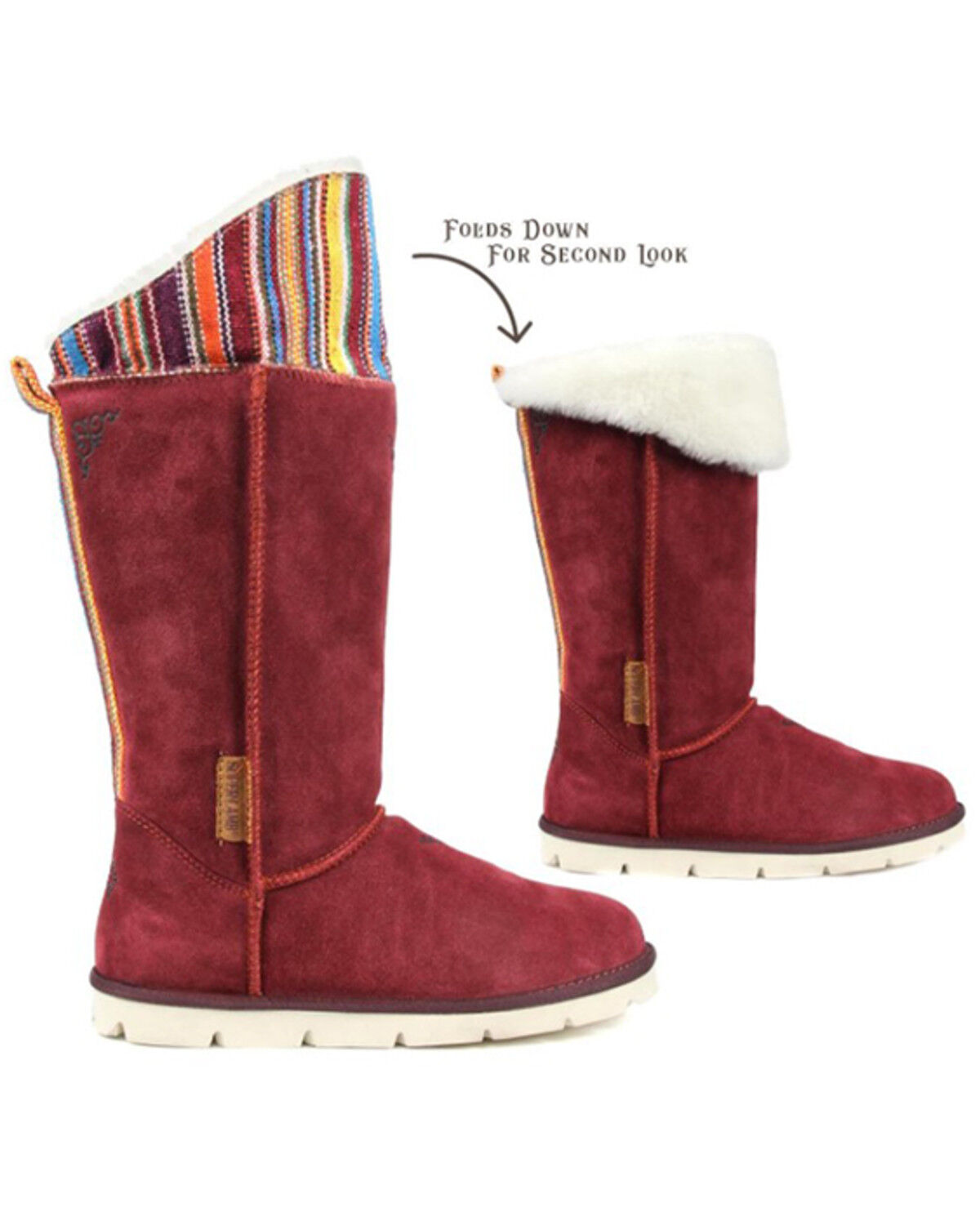 Image #7 - Superlamb Women's Mongol Serape Foldable Cuff Pull On Casual Boots - Round Toe, , hi-res