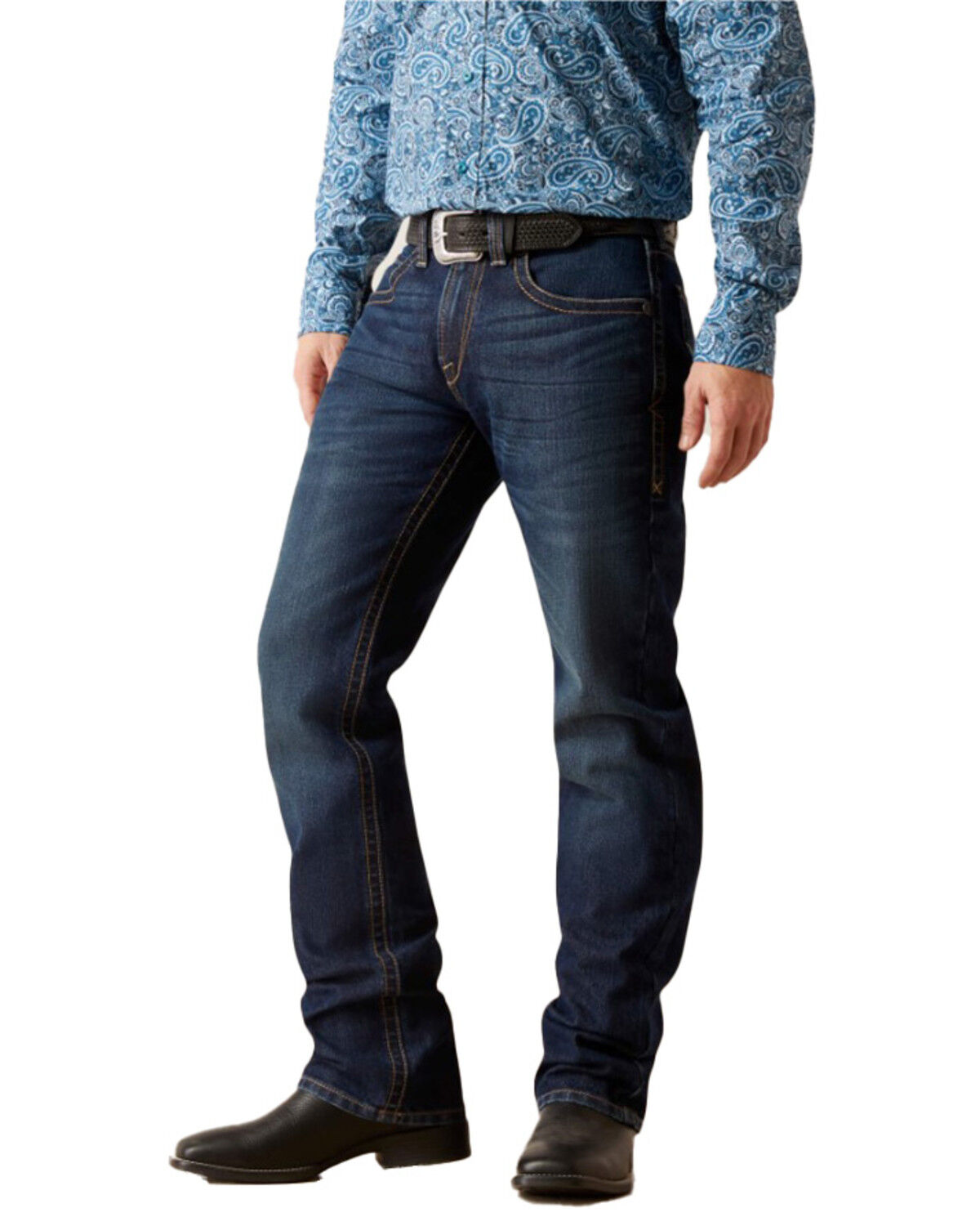 Image #1 - Ariat Men's M5 Dennis Dark Wash Stretch Straight Jeans, Dark Wash, hi-res