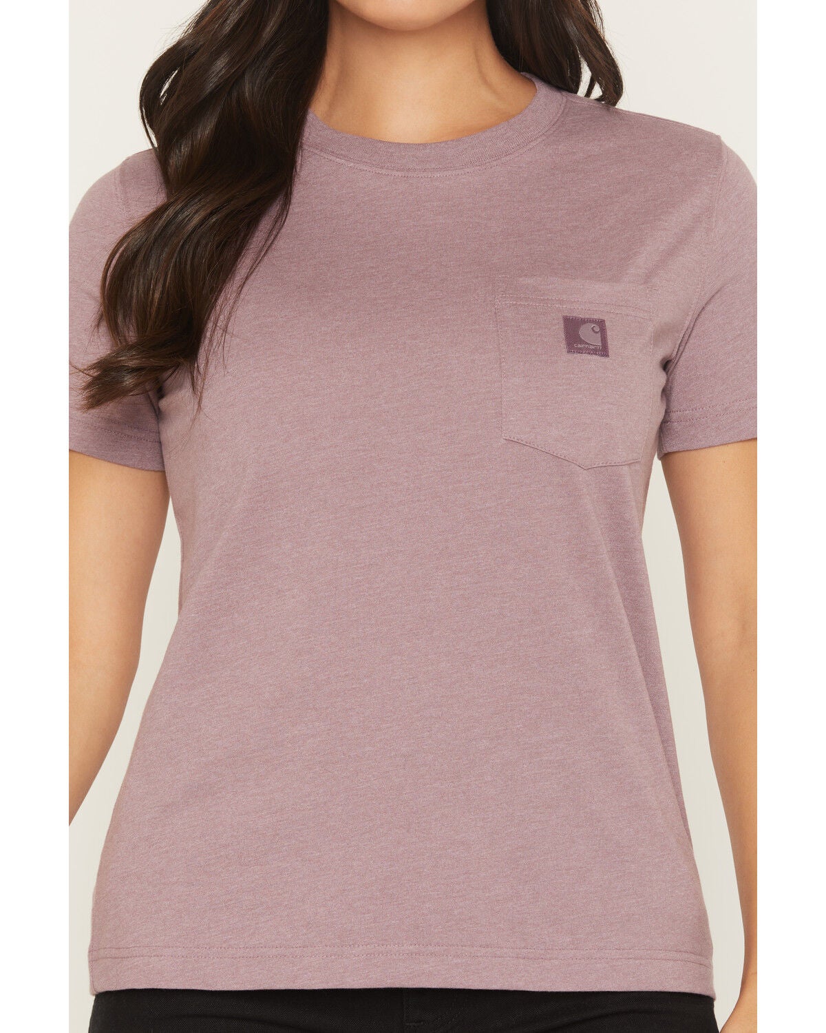 Image #3 - Carhartt Women's Relaxed Fit Lightweight Short Sleeve Pocket Work Tee, Berry, hi-res