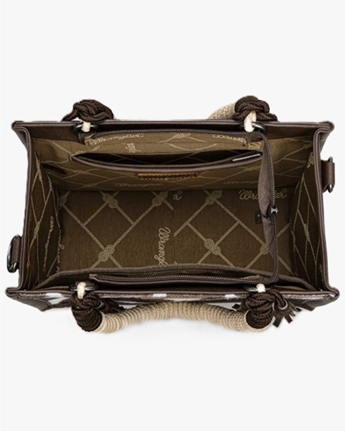Image #3 - Wrangler Women's Cow Print Crossbody Tote Bag, Coffee, hi-res