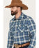 Pendleton Men's Canyon Plaid Print Long Sleeve Western Snap Shirt, Blue, hi-res