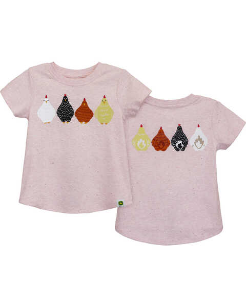 Image #1 - John Deere Toddler Girls' Chick Graphic Print Short Sleeve Tee , Pink, hi-res