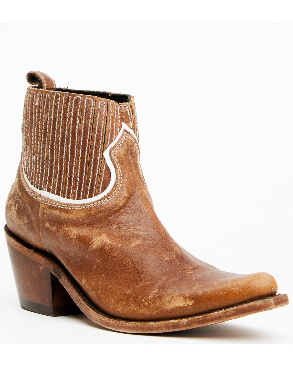 Image #1 - Liberty Black Women's Rebecca Back Star Booties - Snip Toe, Tan, hi-res