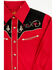 Image #2 - Avalon Boys' Embroidered Long Sleeve Snap Western Shirt, Red, hi-res
