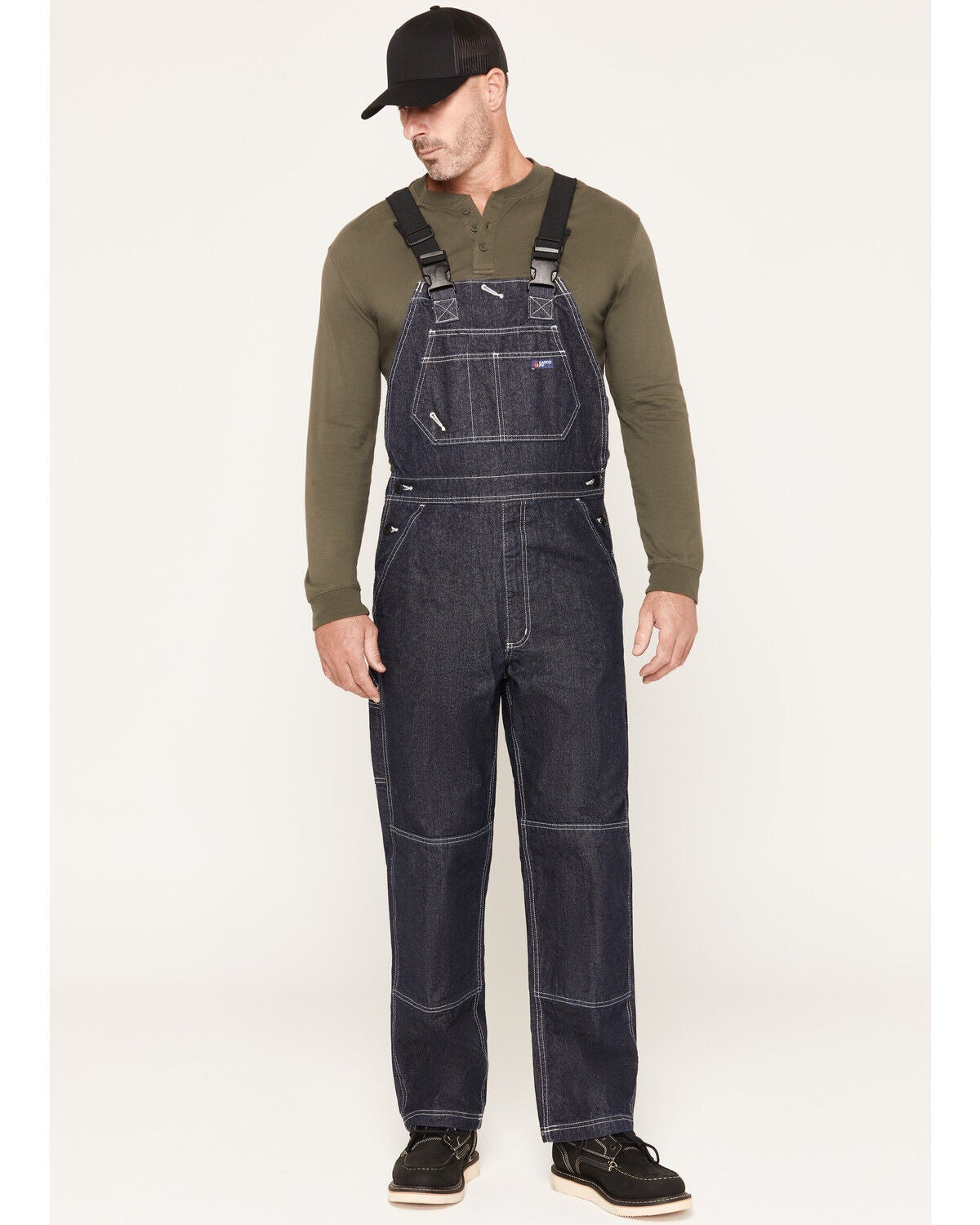 Lapco Men's FR Denim Bib Overalls, Blue, hi-res