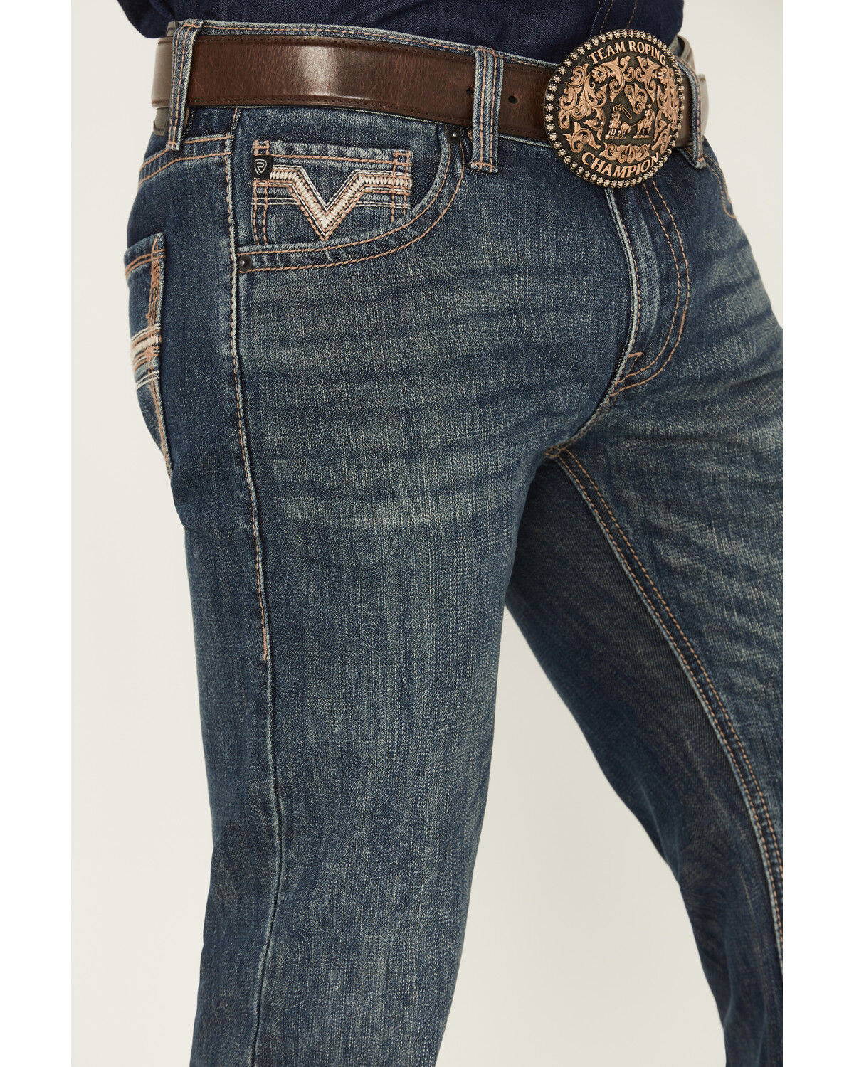Image #2 - Rock & Roll Denim Men's Double Barrel Medium Wash Relaxed Straight Denim Jeans, Medium Wash, hi-res