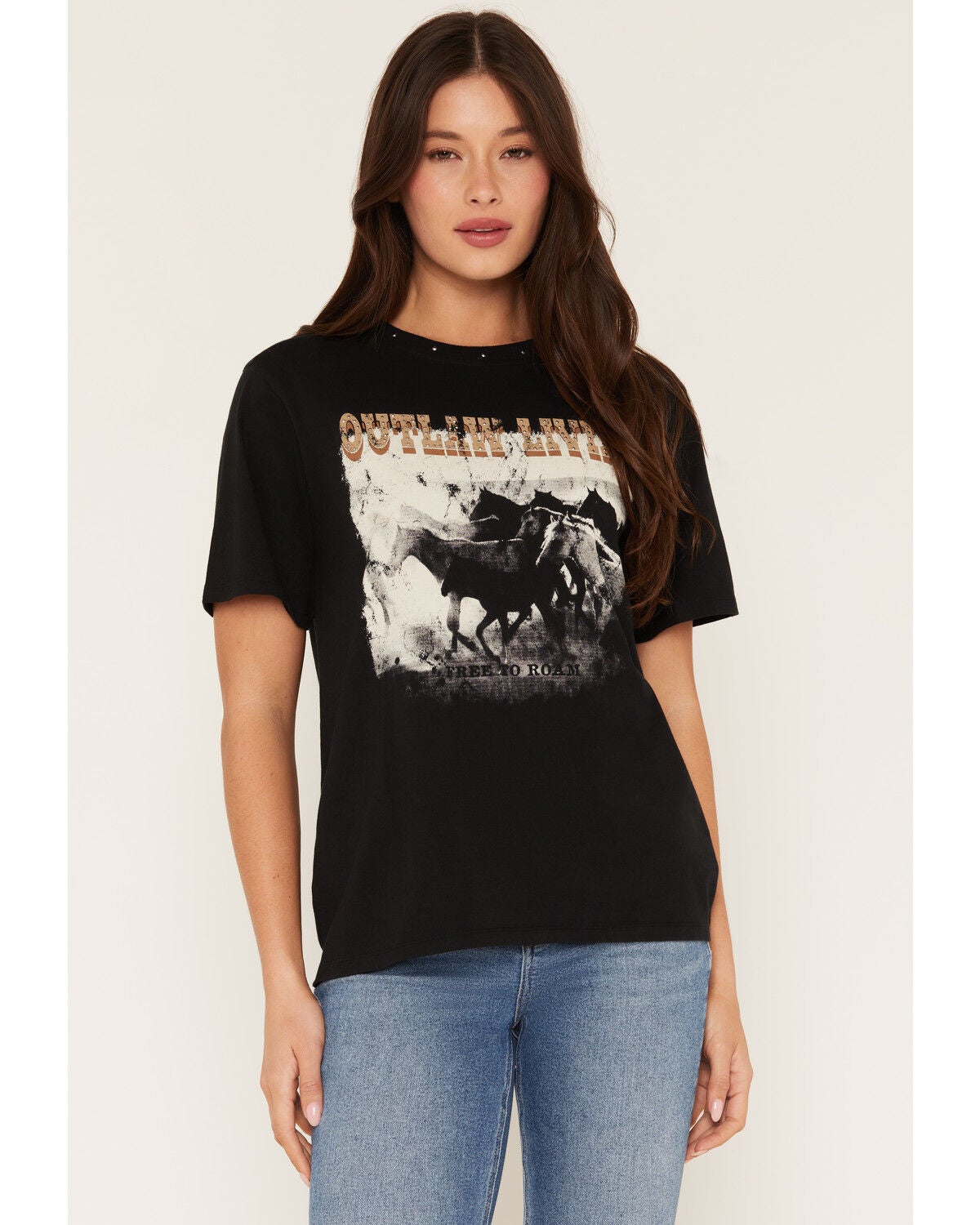 Idyllwind Women's Outlaw Living Short Sleeve Graphic Tee, Black, hi-res