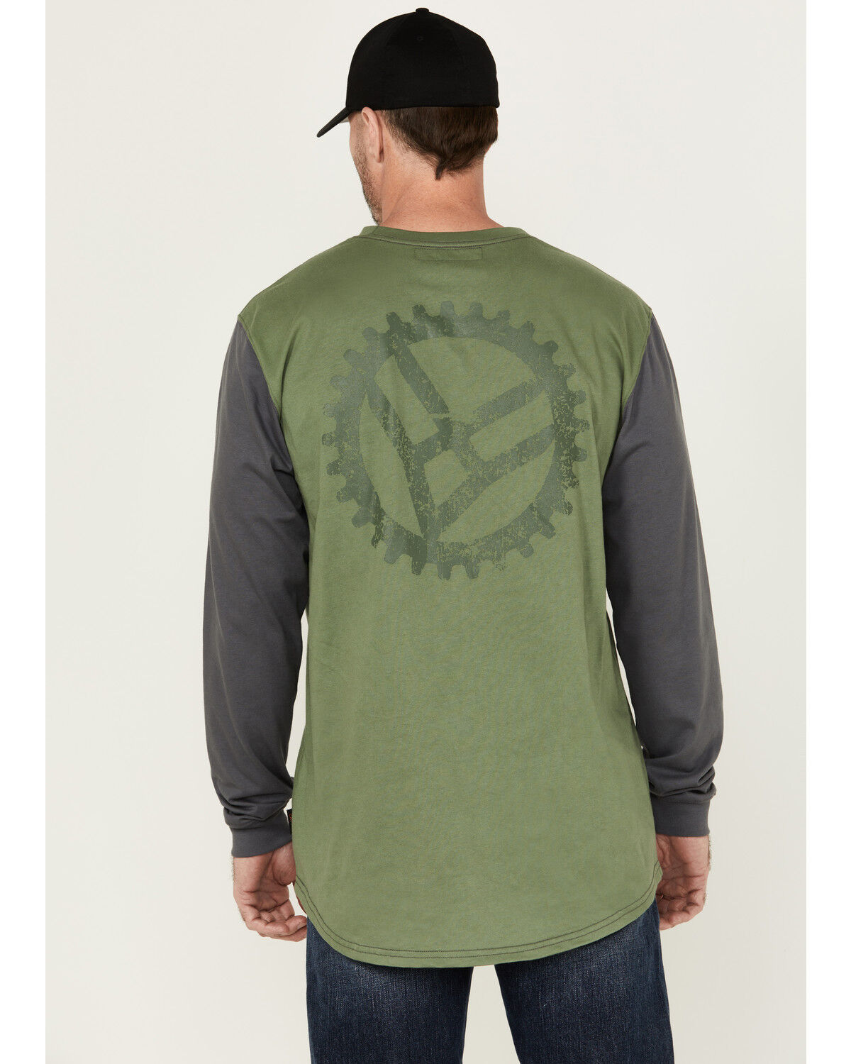 Image #4 - Hawx Men's FR Color Block Long Sleeve Graphic Work T-Shirt, Green, hi-res