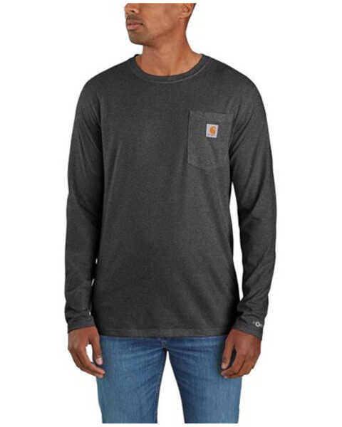 Image #1 - Carhartt Men's Force relaxed Fit Midweight Long Sleeve Pocket T-Shirt - Tall , Black, hi-res