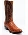 El Dorado Men's Exotic Full-Quill Ostrich Skin Western Boots - Medium Toe, Cognac, hi-res