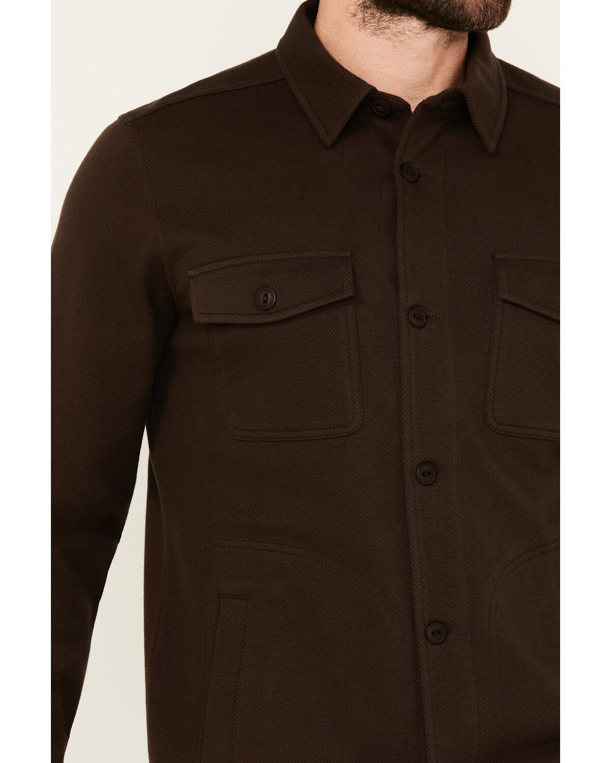 Image #3 - Brothers and Sons Men's Wheeler Solid Long Sleeve Button-Down Western Shirt, Dark Brown, hi-res