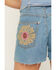 Image #4 - Wrangler X Lainey Wilson Women's Medium Wash High Rise Cowboy Embroidered Denim Shorts, Medium Wash, hi-res