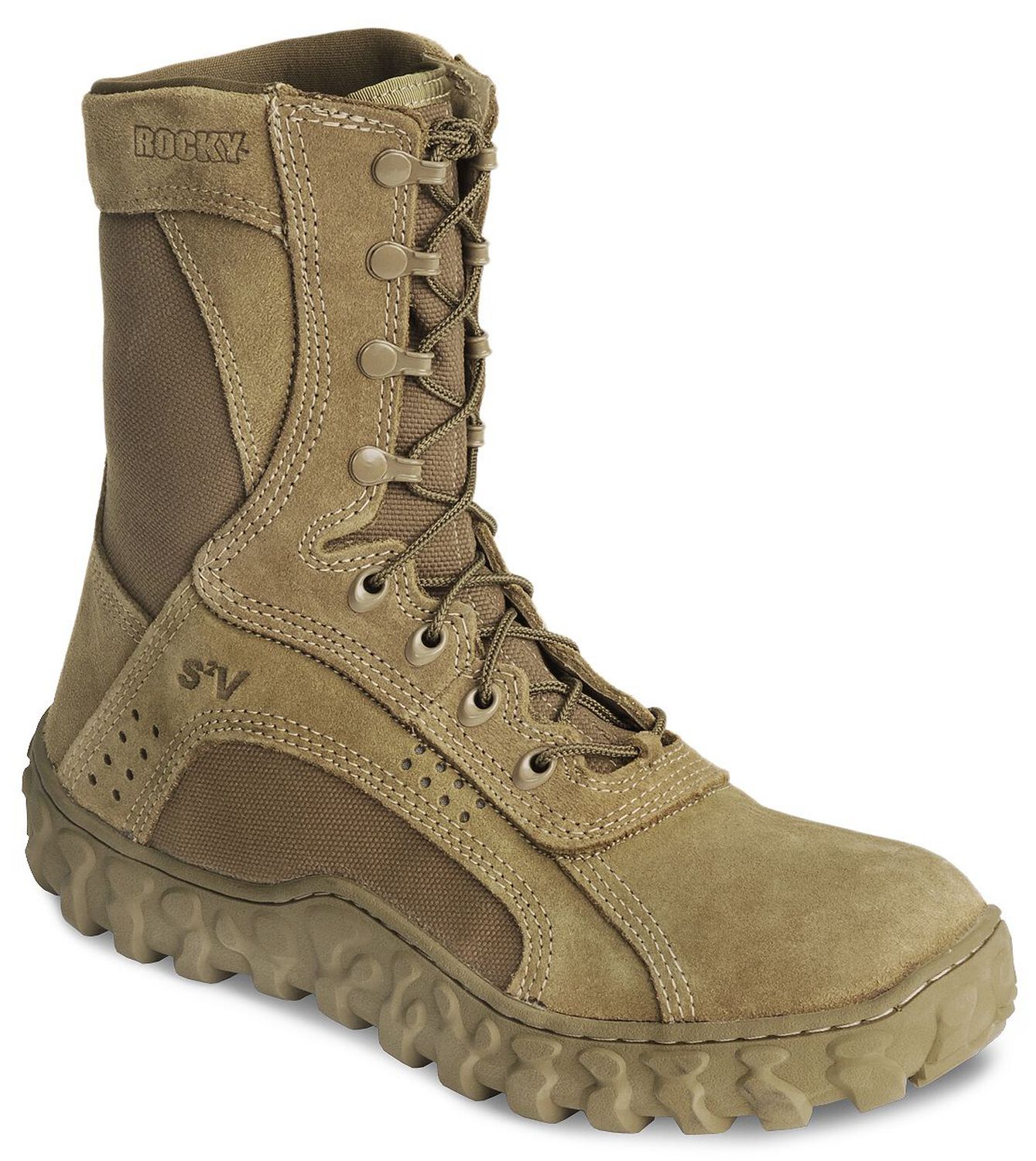 Image #1 - Rocky S2V Vented 8" Lace-Up Military Boots - Soft Toe, Coyote Brown, hi-res