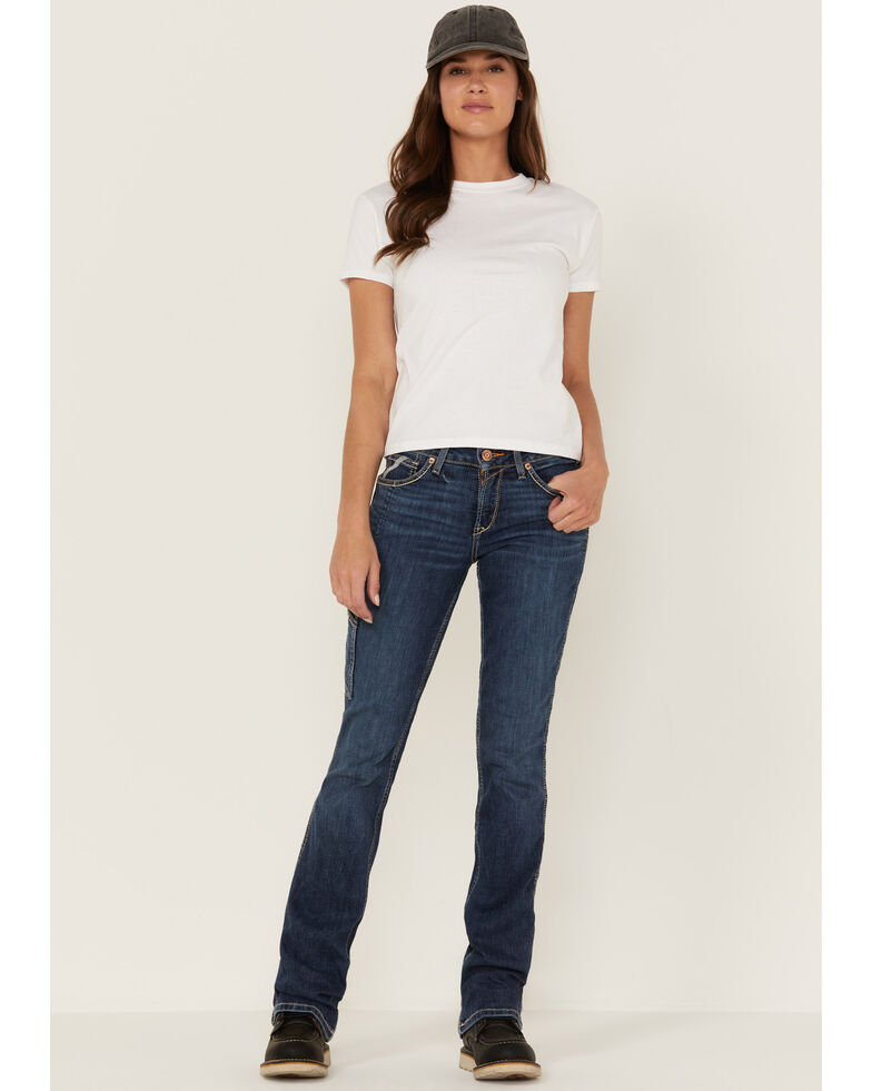 Ariat Women's Rebar Pilar Medium Wash Flex Riveter Bootcut Work Jeans , Blue, hi-res