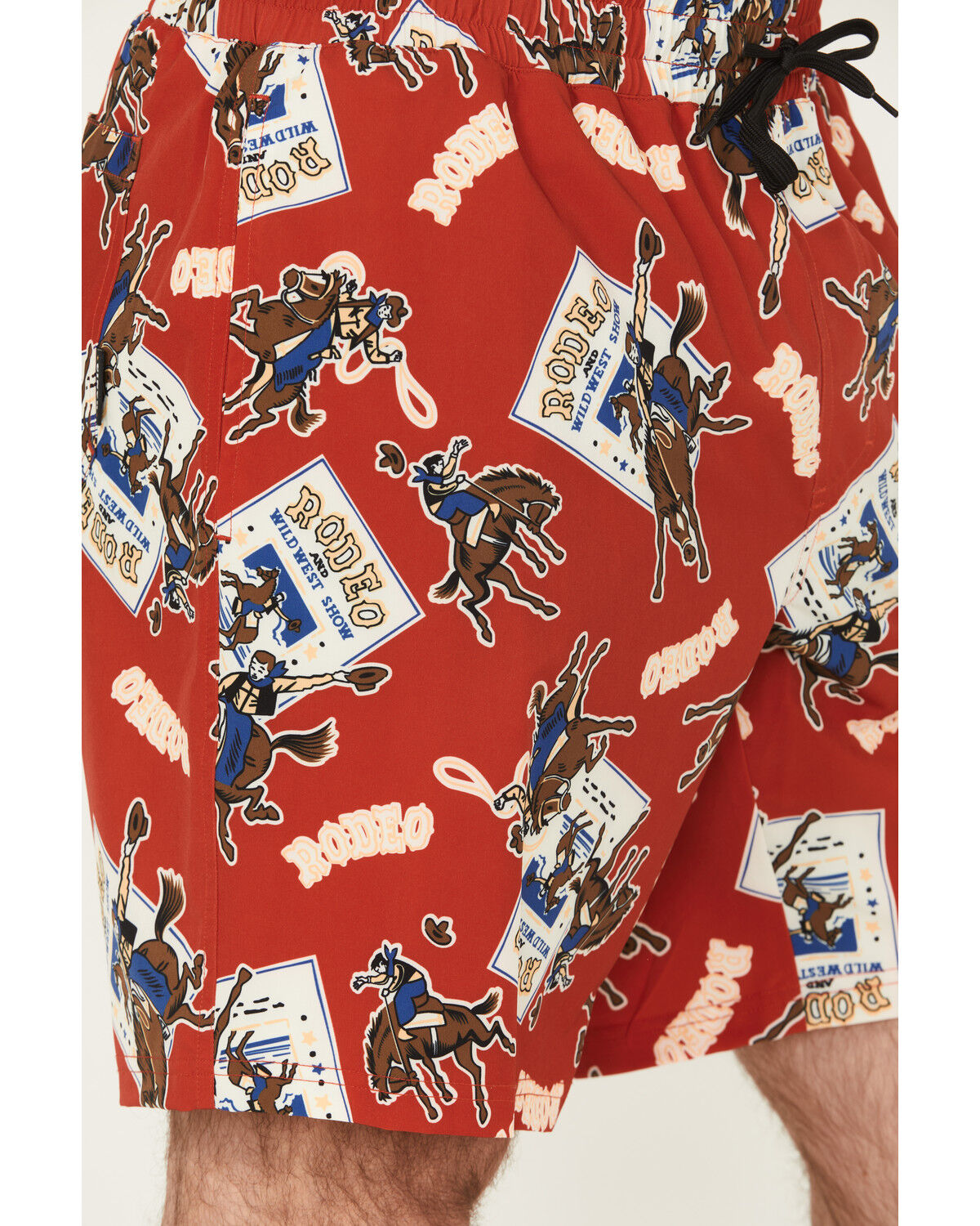 Image #2 - Cinch Men's Rodeo Print Stretch Board Shorts, Red, hi-res