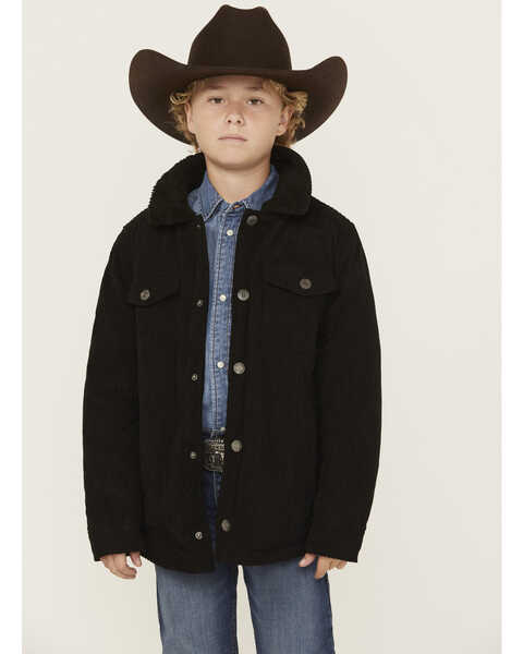 Image #1 - Urban Republic Little Boys' Sherpa Lined Corduroy Shirt Jacket , Black, hi-res